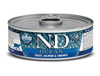 N&D - N&D Ocean Tahılsız Alabalık Somon ve Karidesli Kedi Konservesi 70 Gr