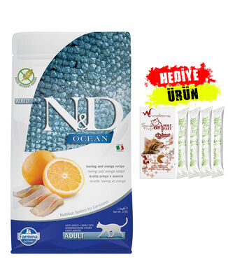 N&D - N&D Ocean Ringa Balıklı Ve Portakallı Tahılsız Yetişkin Kedi Maması 1,5Kg