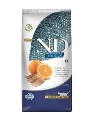 N&D - N&D Ocean Tahılsız Ringa Balıklı ve Portakallı Kısırlaştırılmış Kedi Maması 5kg