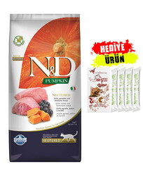 N&D Bal Kabaklı Kuzu Etli Ve Yaban Mersinli Tahılsız Kısırlaştırılmış Kedi Maması 1,5Kg - Thumbnail