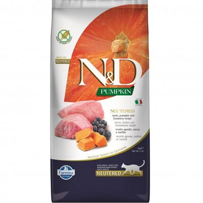 N&D - N&D Bal Kabaklı Kuzu Etli ve Yaban Mersinli Tahılsız Kısırlaştırılmış Kedi Maması 5kg