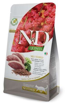N&D - N&D Quinoa Ördek ve Brokolili Kısırlastırılmıs Kedi Maması 1.5 Kg