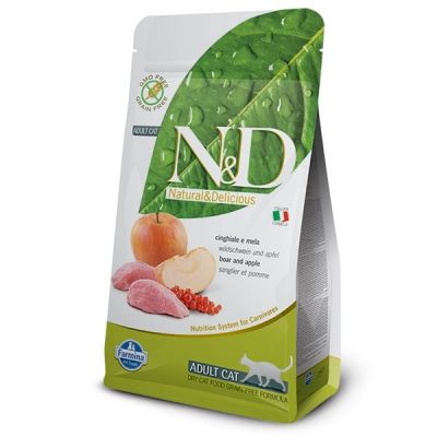 N&D - N&D Tahılsız Yaban Domuzlu Elmalı Yetişkin Kedi Maması 1,5 Kg