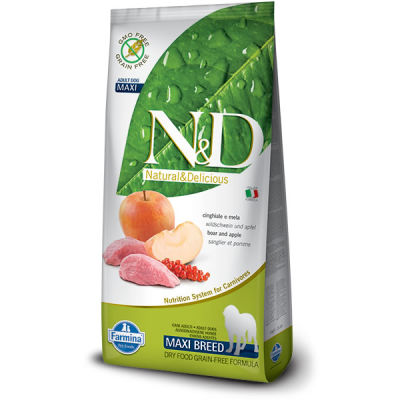 N&D - N&D Tahılsız Yaban Domuzlu Elmalı Büyük Irk Köpek Yetişkin Maması 12KG