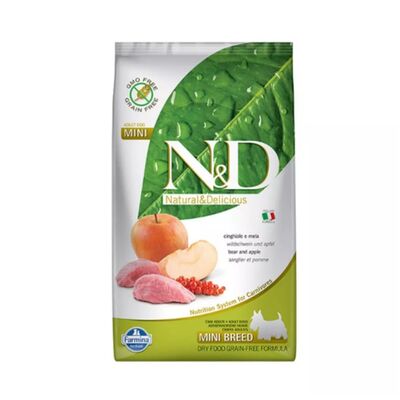 N&D - N&D Tahılsız Yaban Domuzlu ve Elmalı Küçük Irk Yetişkin Köpek Mamasi 2,5kg