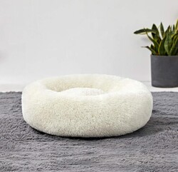 PAKEWAY Donut Ponçik Kedi Köpek Yatağı Beyaz 50 Cm - Thumbnail