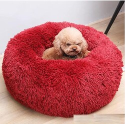 PAKEWAY Donut Ponçik Kedi Köpek Yatağı Kırmızı 90 Cm - Thumbnail