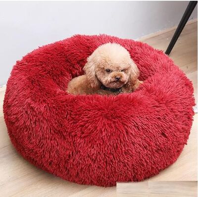 PAKEWAY - PAKEWAY Donut Ponçik Kedi Köpek Yatağı Kırmızı 90 Cm