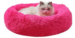 PAKEWAY Donut Ponçik Kedi Köpek Yatağı Koyu Pembe 100 Cm - Thumbnail