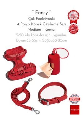 PAKEWAY - PAKEWAY Fancy 4 Parça Köpek Gezdirme Seti - Small - Kırmızı