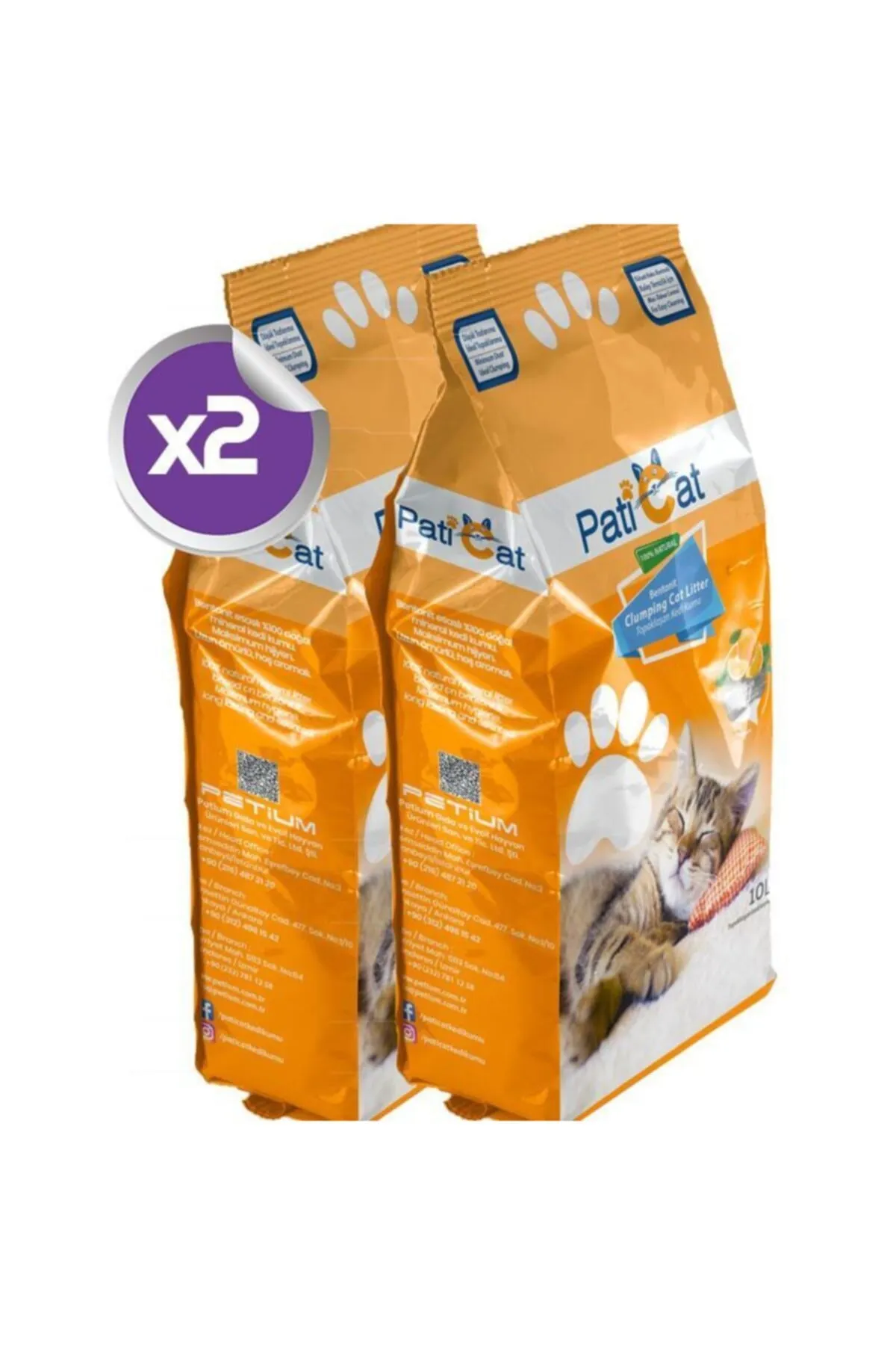 Paticat - Paticat Portakal Kokulu Kalın Taneli Kedi Kumu 10 Lt - 2 Adet