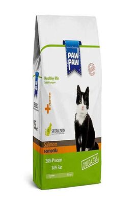 Paw Paw - Paw Paw Sterilised Kısırlaştırılmış Somonlu Kedi Maması 1 Kg