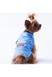 Pawstar Açık Mavi Kot Desen Denim Look Kedi Köpek Gömleği - Kedi Köpek Kıyafeti L - Thumbnail