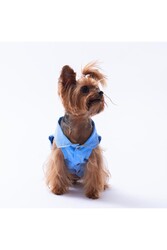 Pawstar Açık Mavi Kot Desen Denim Look Kedi Köpek Gömleği - Kedi Köpek Kıyafeti L - Thumbnail