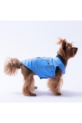 Pawstar Açık Mavi Kot Desen Denim Look Kedi Köpek Gömleği - Kedi Köpek Kıyafeti XL - Thumbnail