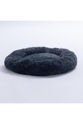 Pawstar Antrasit Donut Köpek Yatağı Kedi Yatağı Simit Yatak Anti-stress Pet Yatağı Peluş Yatak M - Thumbnail