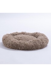 Pawstar Bej Donut Köpek Yatağı Kedi Yatağı Simit Yatak Anti-stress Pet Yatağı Peluş Yatak M - Thumbnail