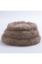 Pawstar Bej Donut Köpek Yatağı Kedi Yatağı Simit Yatak Anti-stress Pet Yatağı Peluş Yatak M - Thumbnail