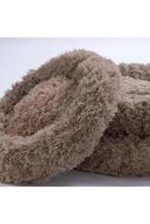 Pawstar Bej Donut Köpek Yatağı Kedi Yatağı Simit Yatak Anti-stress Pet Yatağı Peluş Yatak M - Thumbnail