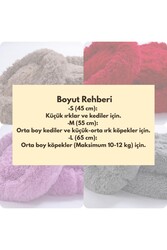 Pawstar Bej Donut Köpek Yatağı Kedi Yatağı Simit Yatak Anti-stress Pet Yatağı Peluş Yatak M - Thumbnail