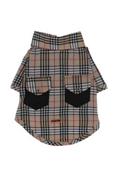 Pawstar Bej Plaid Bej Ekose Kedi Köpek Gömleği Kedi Köpek Kıyafeti 5XL - Thumbnail