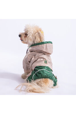 Pawstar - Pawstar Bej-yeşil Bicolor Köpek Tulum Yağmurluğu Köpek Yağmurluk Köpek Kıyafeti Köpek Elbisesi - 2XL