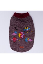 Pawstar Bordo Space Time Kedi Köpek Tişörtü - Kedi Köpek Kıyafeti L - Thumbnail