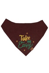 Pawstar Burgundy Take It Easy Kedi Köpek Fuları Pet Bandanası 3 - Thumbnail