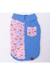 Pawstar Cozie Bear Denim Ayıcık Desenli Kot Kedi Köpek Gömleği-Kedi Köpek Kıyafeti-Kedi Gömlek-Köpek Gömlek 2XL - Thumbnail