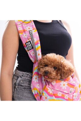 Pawstar - Pawstar Florence Daisy Pembe Papatya Desenli Crossbody Çanta Çapraz Kedi Köpek Taşıma Çantası