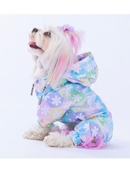 Pawstar Flores Fileli Köpek Tulum Yağmurluğu Köpek Yağmurluk Köpek Kıyafeti Köpek Elbisesi 2XL - Thumbnail