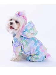 Pawstar Flores Fileli Köpek Tulum Yağmurluğu Köpek Yağmurluk Köpek Kıyafeti Köpek Elbisesi 2XL - Thumbnail