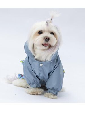 Pawstar - Pawstar Gri Victoria Köpek Mont Köpek Yağmurluk Köpek Kıyafeti Köpek Elbisesi XL