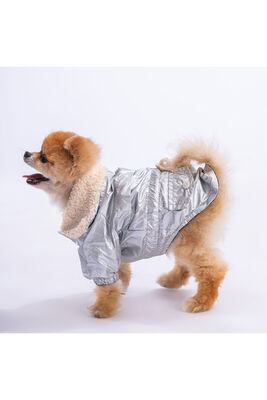 Pawstar - Pawstar Gümüş Brillante Köpek Montu Köpek Yağmurluk Köpek Kıyafeti Köpek Elbisesi - 2XL