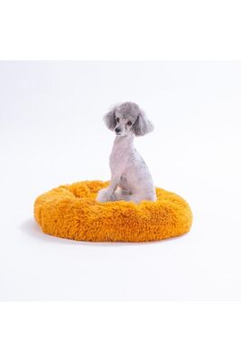 Pawstar - Pawstar Hardal Donut Köpek Yatağı Kedi Yatağı Simit Yatak Anti-stress Pet Yatağı Peluş Yatak S