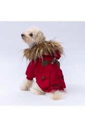 Pawstar Kırmızı Charles Köpek Mont Köpek Yağmurluk Köpek Kıyafeti Köpek Elbisesi 2XL - Thumbnail