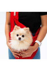 Pawstar Kırmızı Crossbody Çanta Kedi Köpek Taşıma Çantası - Thumbnail