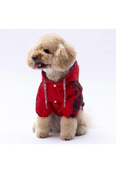 Pawstar Kırmızı Dijon Köpek Mont Köpek Yağmurluk Köpek Kıyafeti Köpek Elbisesi 2XL - Thumbnail