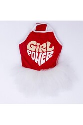 Pawstar Kırmızı Girl Power Kedi Köpek Elbisesi - Kedi Köpek Kıyafeti M - Thumbnail
