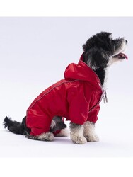 Pawstar Kırmızı Muson Köpek Tulum Yağmurluğu Köpek Yağmurluk Köpek Kıyafeti Köpek Elbisesi L - Thumbnail