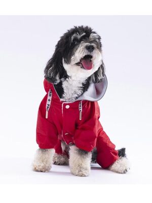 Pawstar - Pawstar Kırmızı Muson Köpek Tulum Yağmurluğu Köpek Yağmurluk Köpek Kıyafeti Köpek Elbisesi M