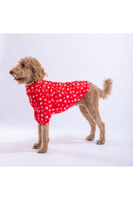 Pawstar - Pawstar Kırmızı Stars Orta ve Büyük Irk Köpek Montu Köpek Yağmurluk Köpek Elbisesi Köpek Kıyafeti - 3XL