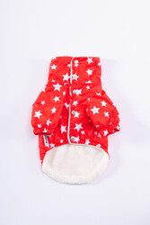 Pawstar Kırmızı Stars Orta ve Büyük Irk Köpek Montu Köpek Yağmurluk Köpek Elbisesi Köpek Kıyafeti - 3XL - Thumbnail
