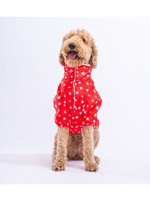 Pawstar - Pawstar Kırmızı Stars Orta ve Büyük Irk Köpek Montu Köpek Yağmurluk Köpek Elbisesi Köpek Kıyafeti - 7XL