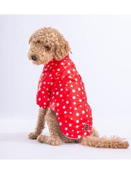 Pawstar Kırmızı Stars Orta ve Büyük Irk Köpek Montu Köpek Yağmurluk Köpek Elbisesi Köpek Kıyafeti - 7XL - Thumbnail