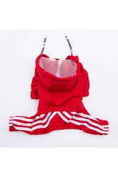 Pawstar Koyu Kırmızı Tuta Küçük Irk Köpek Tulumu Köpek Kıyafeti Köpek Eşofmanı Kedi Kıyafeti M - Thumbnail