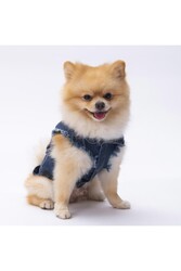 Pawstar Koyu Mavi Denim Yelek Kot Yelek Köpek Kıyafeti Köpek Yeleği M - Thumbnail