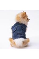 Pawstar Koyu Mavi Denim Yelek Kot Yelek Köpek Kıyafeti Köpek Yeleği XL - Thumbnail
