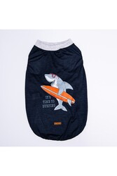 Pawstar Lacivert Shark Büyük Köpek Tişörtü - Köpek Kıyafeti (15 KG-45 KG) 3 XL - Thumbnail