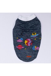 Pawstar Lacivert Space Time Kedi Köpek Tişörtü - Kedi Köpek Kıyafeti L - Thumbnail